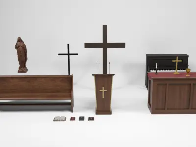 Church Props Low-poly 3D model