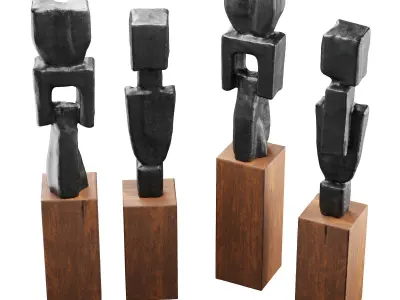 Constractive modern figures sculptures Low-poly 3D model