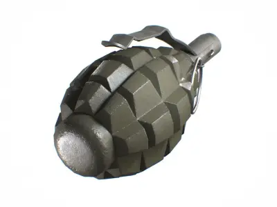 F-1 WW2 Grenade dark Low-poly 3D model