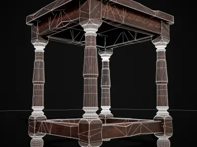 Medieval Antique End Table Low-poly 3D model