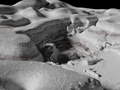 Moon open pit mining quarry 3D model