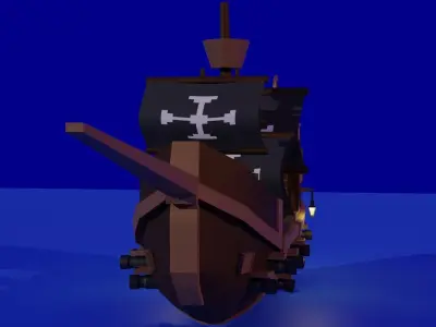 Battle ship animation  Low-poly 3D model