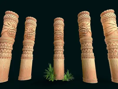 Stylized Wood Totem 11 Low-poly 3D model