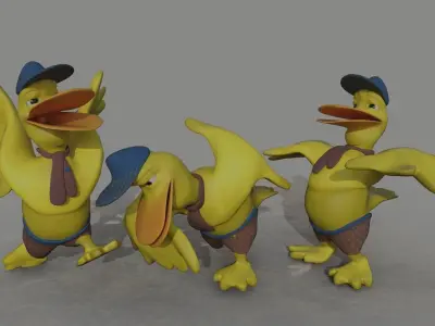 Ducky the Duck Cartoon Model Low-poly 3D model