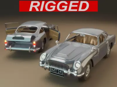 Aston Martin DB5 Car 3D model rigged 3D model