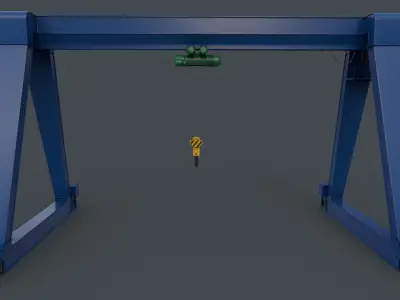 PBR Single Girder Gantry Crane V1 - BLUE Low-poly 3D model