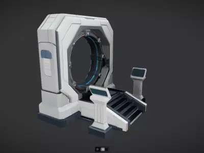 futuristic sci-fi portal with control panel 3D model