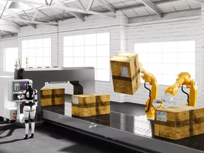 3D Model of Conveyor Belt Robot Replacement Production Line 3D model