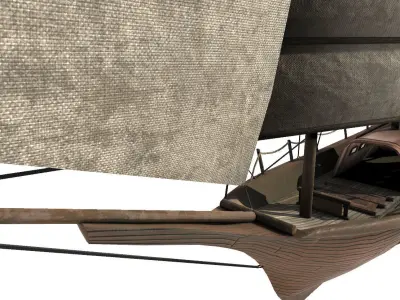 Old Sail Transport Ship Low-poly 3D model