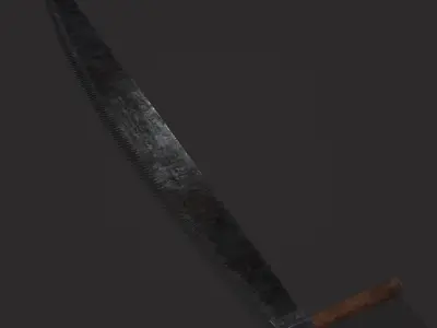 Two Man Logging Saw Low-poly 3D model