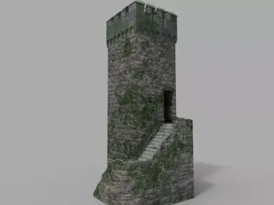Old Medieval Tower Low-poly 3D model
