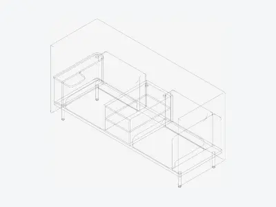 Sofa - Contemporary - Flame - Central Shelf Work Shelf Low-poly 3D model