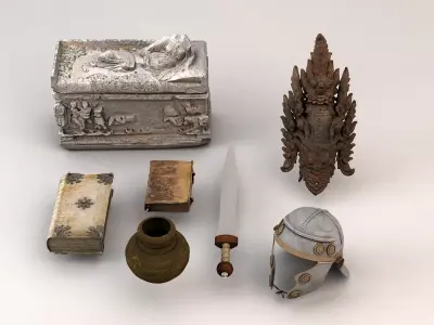 Ancient Artifacts - 3D Scan - VR Game Ready Low-poly 3D model