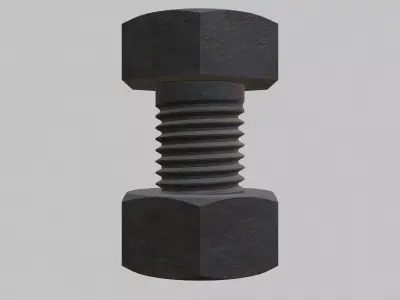 M8 Hex Bolts and Nuts with Rusty Iron Texture Fine Threads 3D model