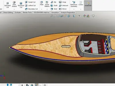 speedboat wooden boat 3D model