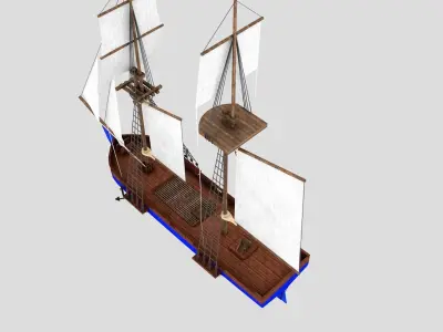 schooner ship 3D model