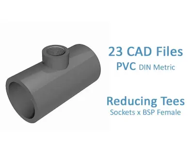 PVC Reducing Tees - Socket Ends x BSP Female Free 3D model