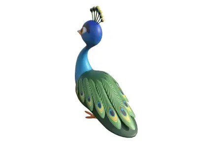 Cartoon Peacock Low-poly 3D model