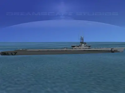 Balao Class Submarine SS287 USS Bonefin VHP 3D model