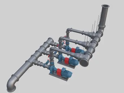 Water pumping station 3D model
