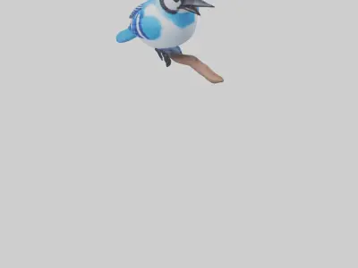Blue Jay singing model Low-poly 3D model