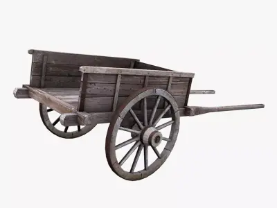 Old Wooden Cart Low-poly Low-poly 3D model