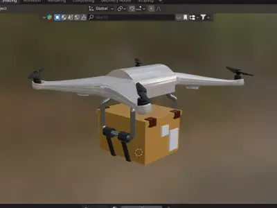 Package delivery drone blender 3D model