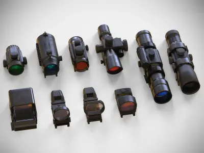 Weapon Customization Pack - 57 Attachments - Gun - PBR Low-poly 3D model
