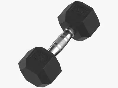 Rubber Dumbbell 15kg 3D model