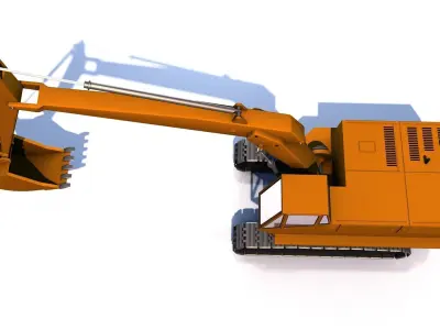 Construction excavator Low-poly 3D model