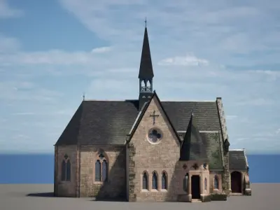 Victorian Modular Church Only For UE5 Low-poly 3D model