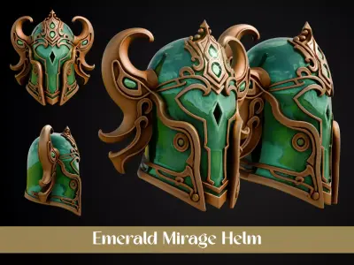 Stylized Persian Helmet - Emerald Mirage 3D print model