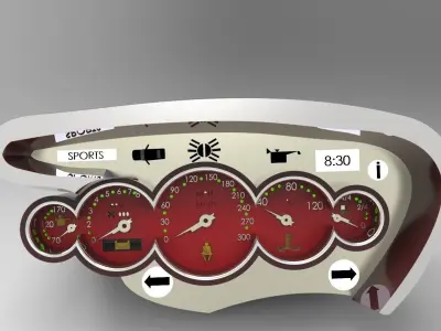 Cluster car dashboard with gauges Free 3D model