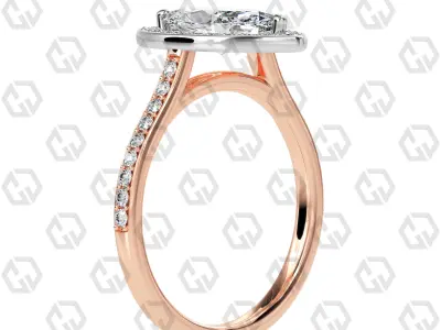 Ring 195 Marquise Shape Cathedral Halo pave set with Gems 3D print model