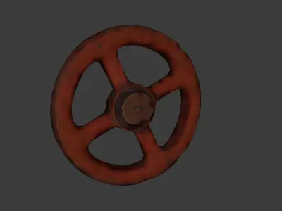 Rusty Red Valve Wheel Industrial Horror Game Prop Low-poly 3D model