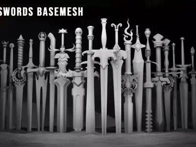 100 Medieval Sword Basemesh  -Clean Uv And Topology  Low-poly 3D model