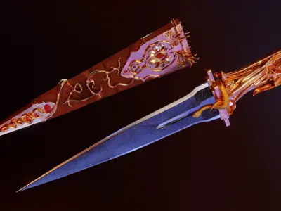 Skeleton ornamented dagger 3D model