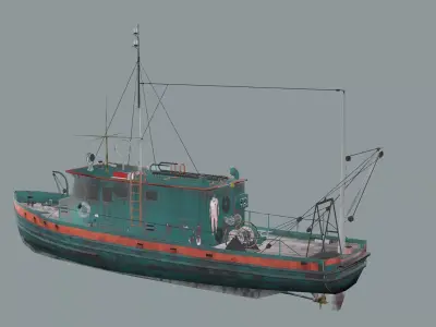 Old Fishing Boat BB Low Poly 3D Model Low-poly 3D model