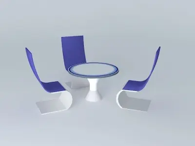 3taable three chairs and table Free 3D model