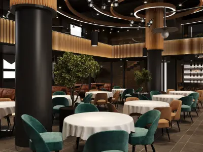 Full 3D scene restaurant industrial design 3D model