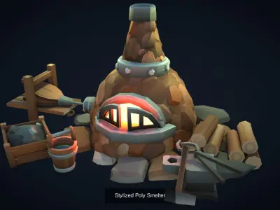 Stylized Village Resource Buildings 3D Model Collection