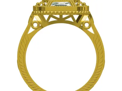 Antique Octagon Shape Filigree Engagement Ring 3D print model