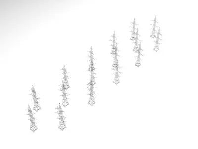 Powerline of Electric Transmission Towers 3D model