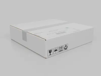 White Cardboard Box R-441 - Rigged and Customizable Low-poly 3D model