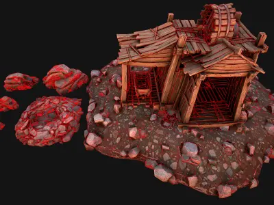 Medieval GemStone Mineral Ore Mine Low-poly 3D model