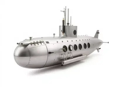 Classic Silver Submarine model pack Low-poly 3D model