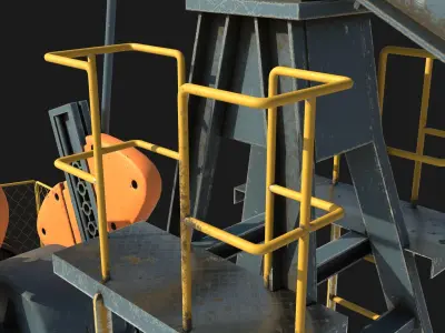 Low Poly Pumpjack  Low-poly 3D model