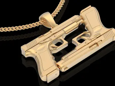 Gun Glock pendant silver gold printable jewelry 3D model 3D print model