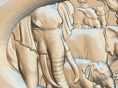 ELEPHANTS in silver medallion Free 3D model