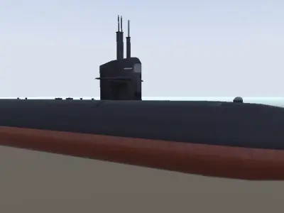 USS Dallas submarine 3d model low-poly Low-poly 3D model